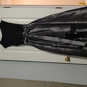 Black and satin cocktail dress